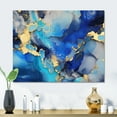 thumbnail image 1 of Designart "Luxury Blue and Gold Abstract Fluid Art I" Fractals Metal Art Print, 1 of 5