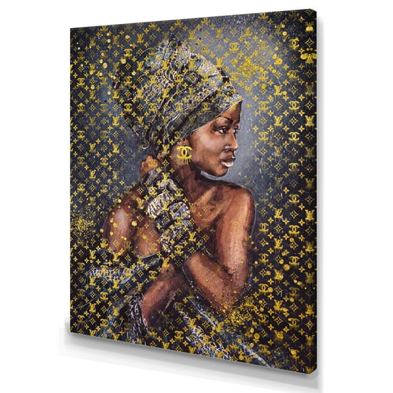 Designart Luxury Brand Black Female Model Canvas Wall Art