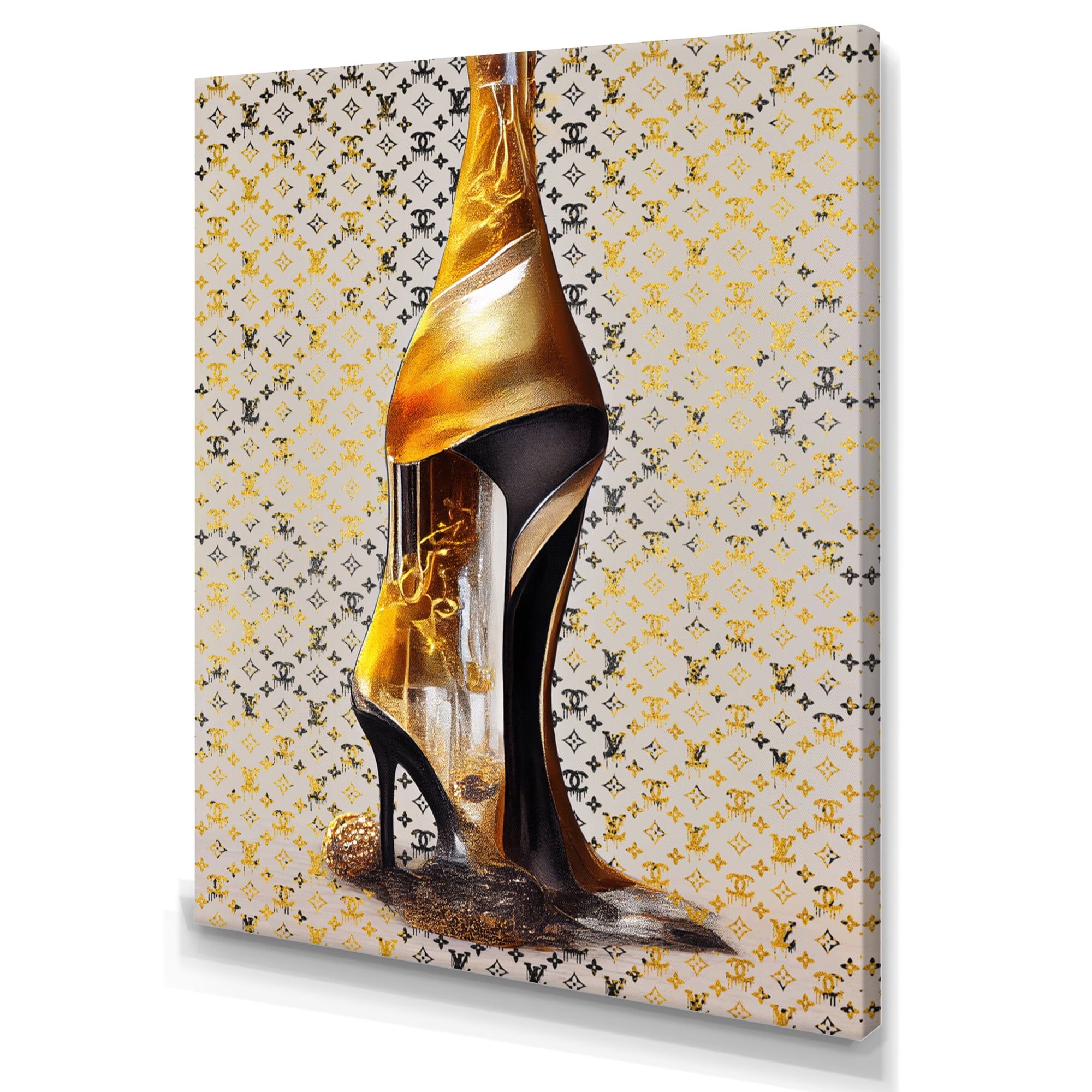Designart Luxury Brand Pumps And Bottle V Canvas Wall Art