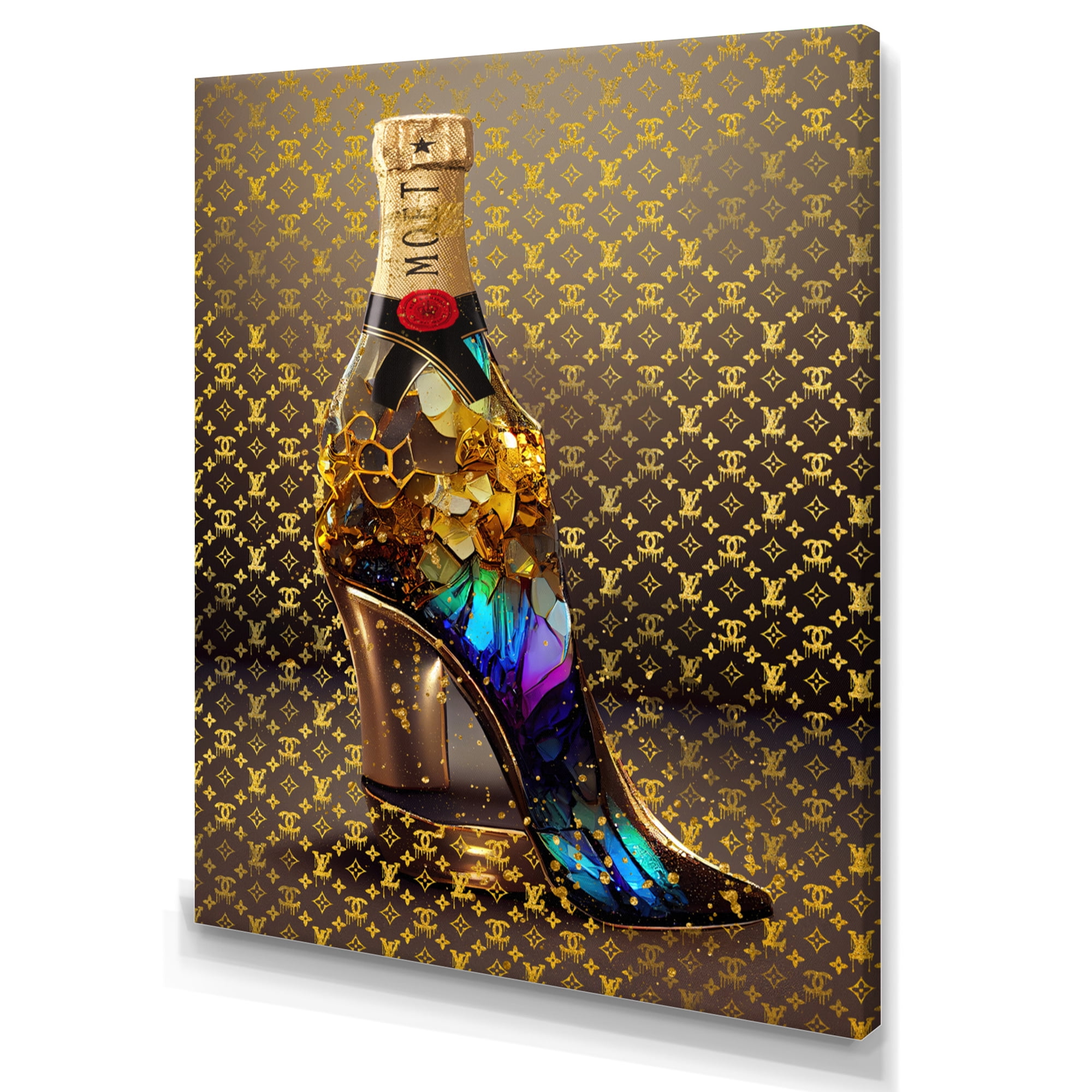Designart Luxury Champagne And High Heel II Canvas Wall Art