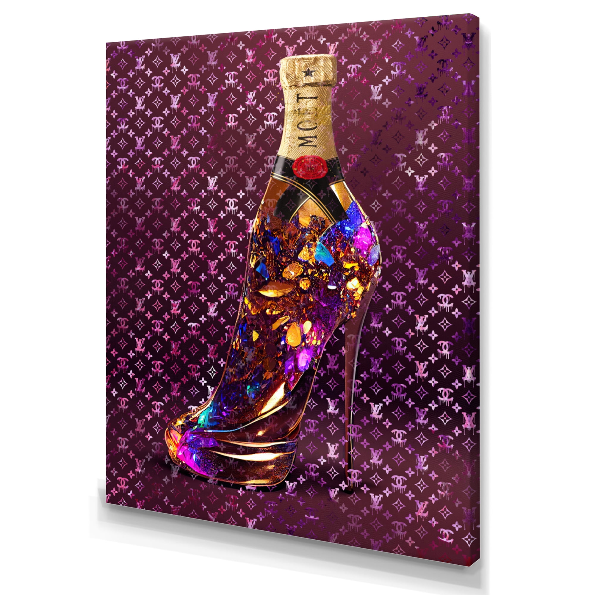Designart Luxury Champagne And High Heel III Canvas Wall Art