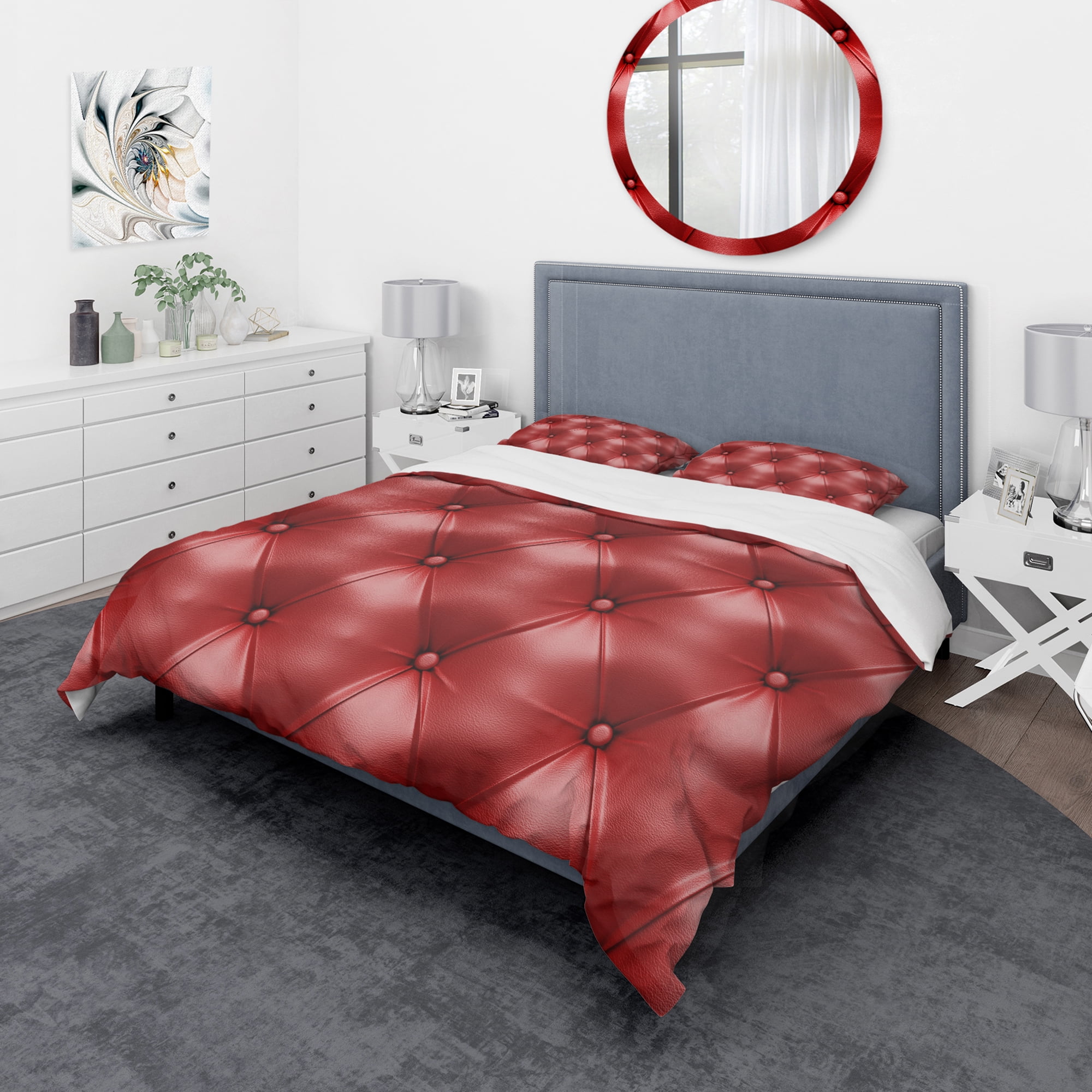 Designart 'Luxury Classic Red Leather' Modern & Contemporary Duvet Cover Set
