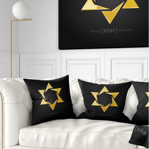 Designart Luxury Golden Star - Abstract Throw Pillow - 16x16