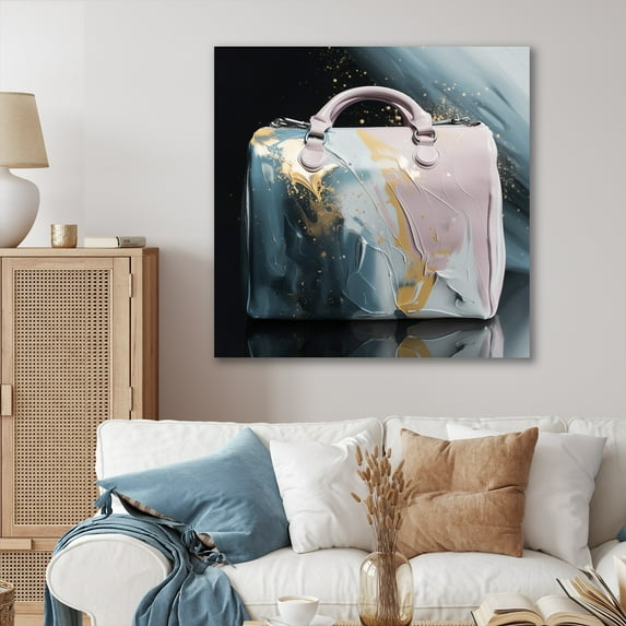 Designart "Luxury Handbags Pink II" Fashion Metal Art Living Room