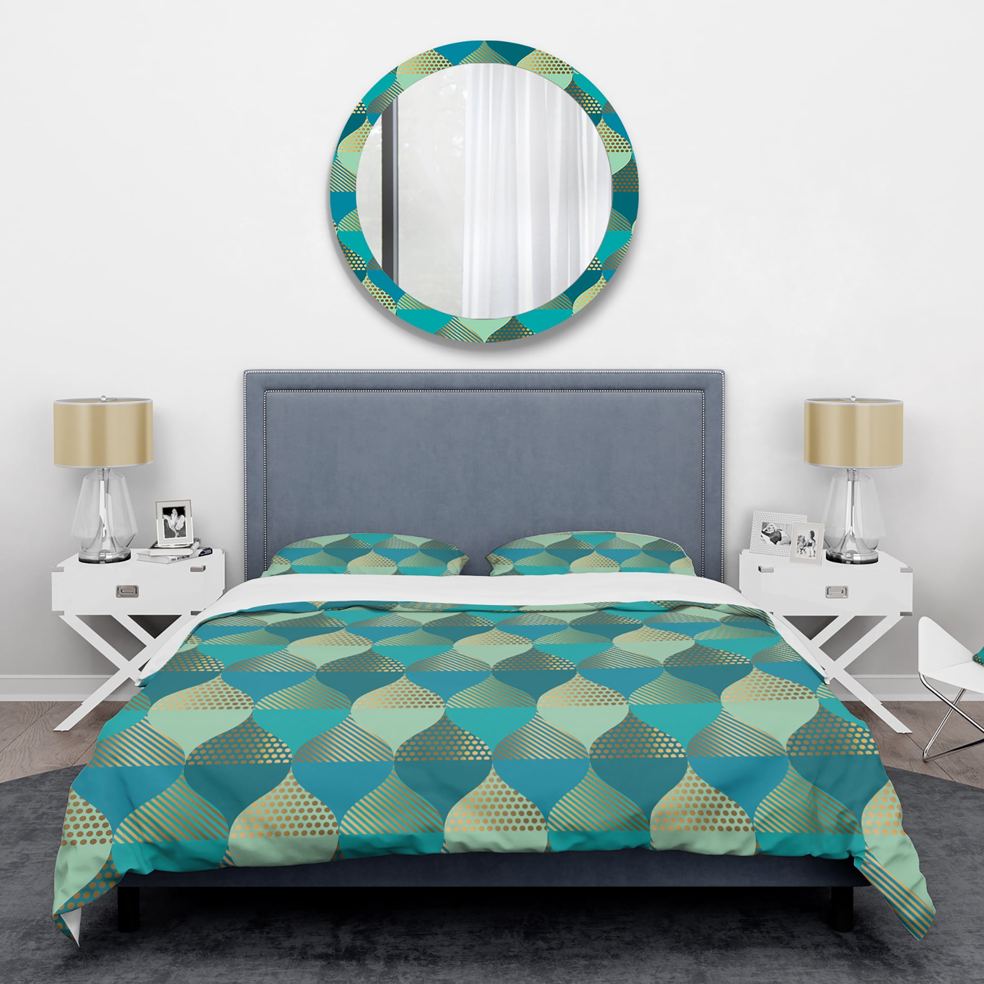 Designart 'Luxury Retro Drops I' Mid-Century Modern Duvet Cover Set