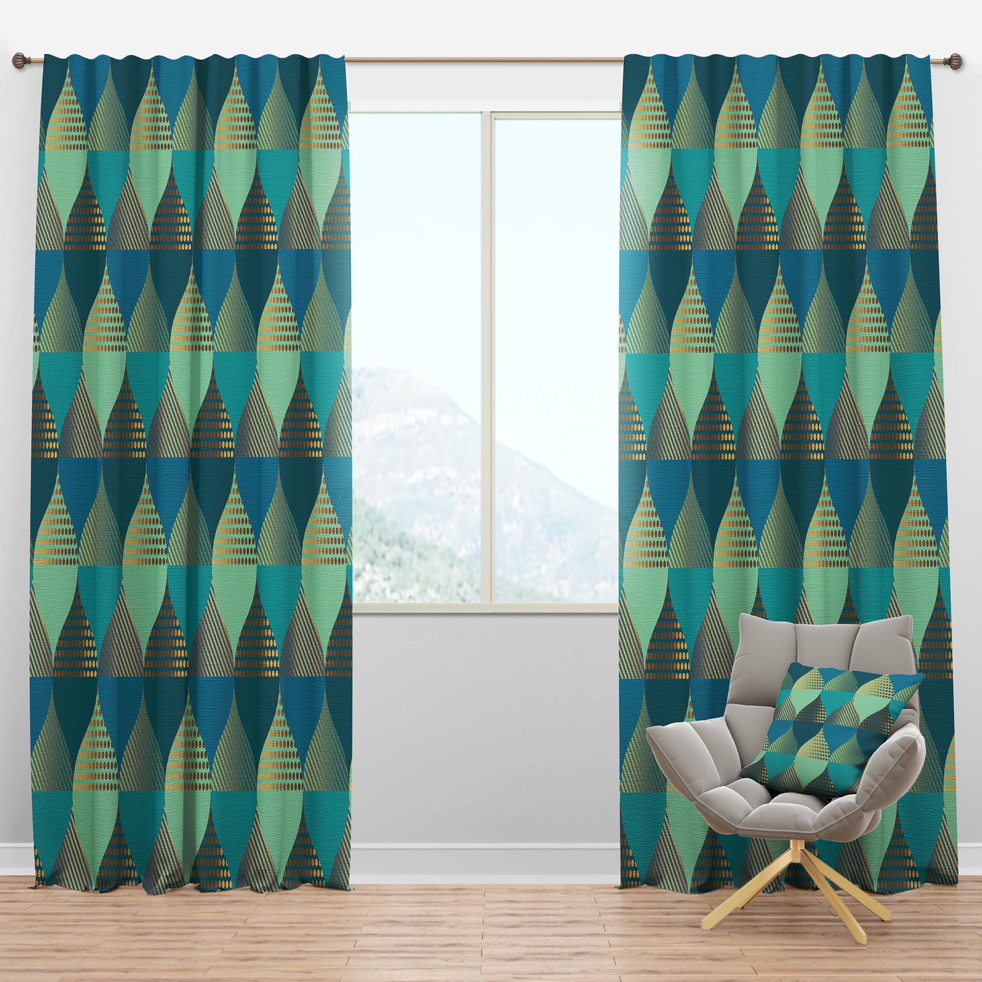 Designart 'Luxury Retro Pattern Drops I' Mid-Century Modern Blackout Curtain Panel