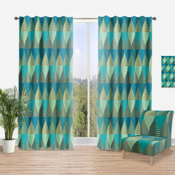 Designart 'Luxury Retro Pattern Drops I' Mid-Century Modern Curtain Panel