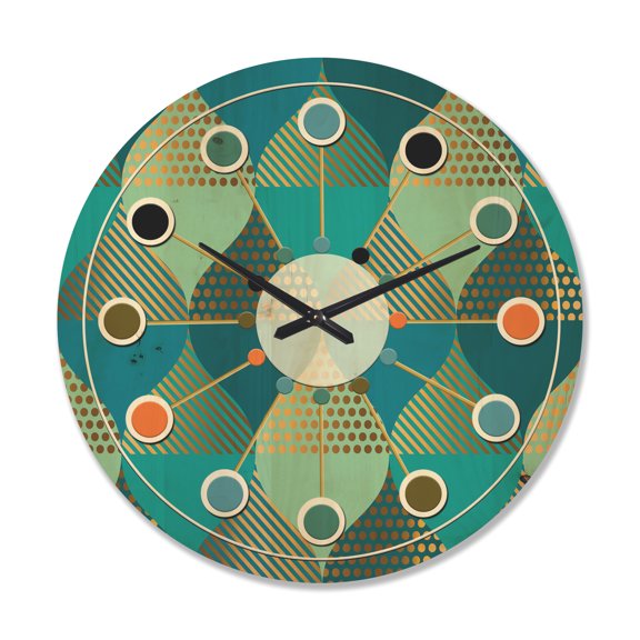 Designart 'Luxury Retro Pattern Drops I' Mid-Century Modern Wood Wall Clock