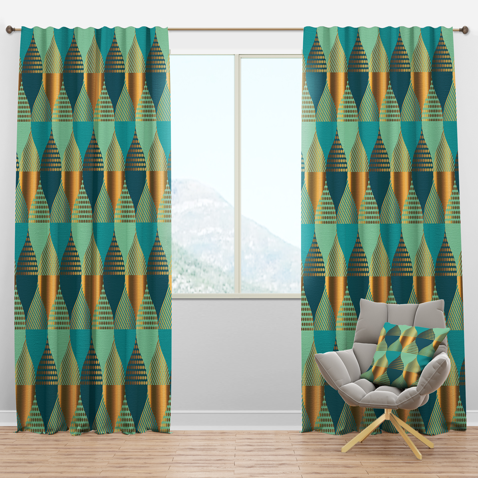 Designart 'Luxury Retro Pattern Drops II' Mid-Century Modern Blackout Curtain Panel