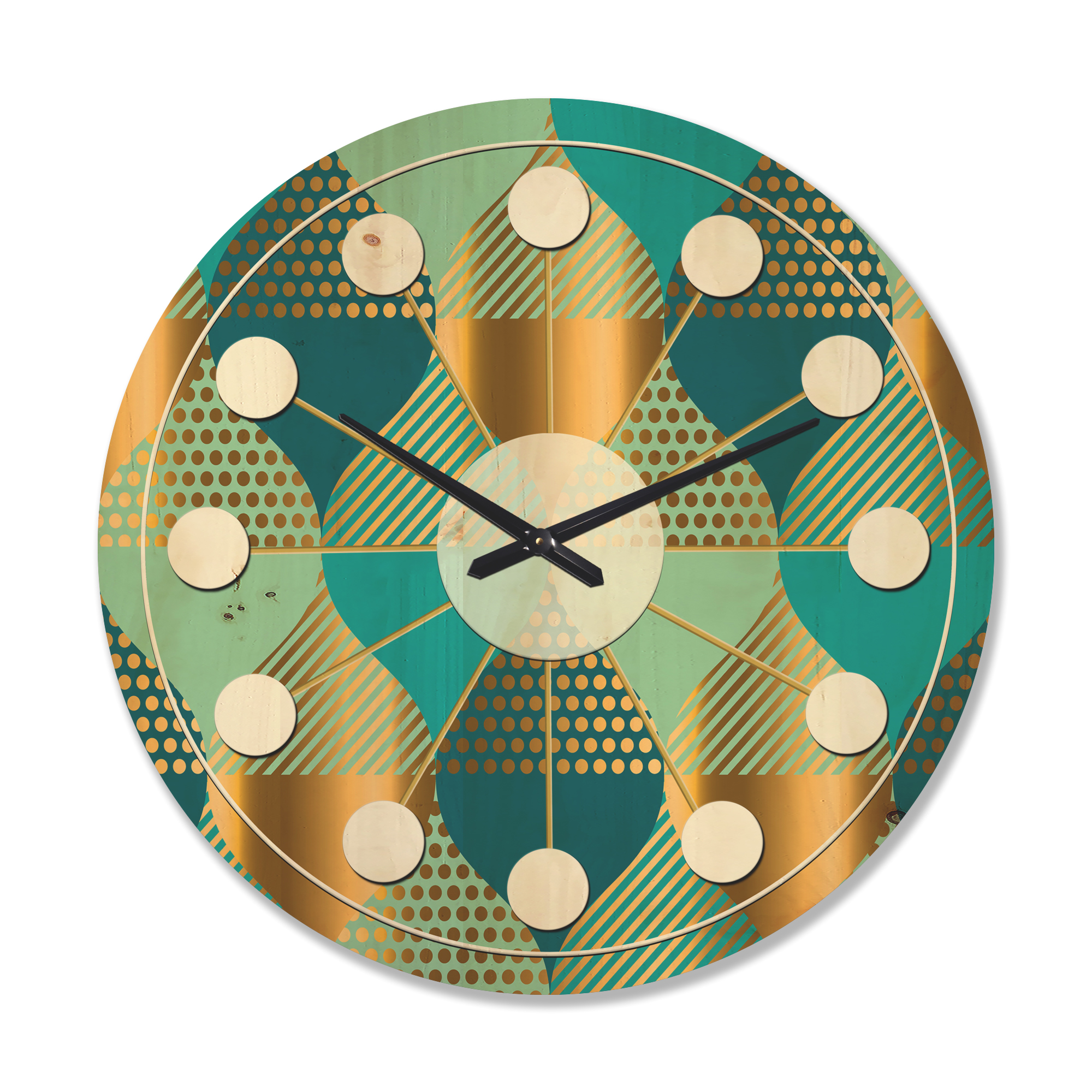 Designart 'Luxury Retro Pattern Drops II' Mid-Century Modern Wood Wall Clock