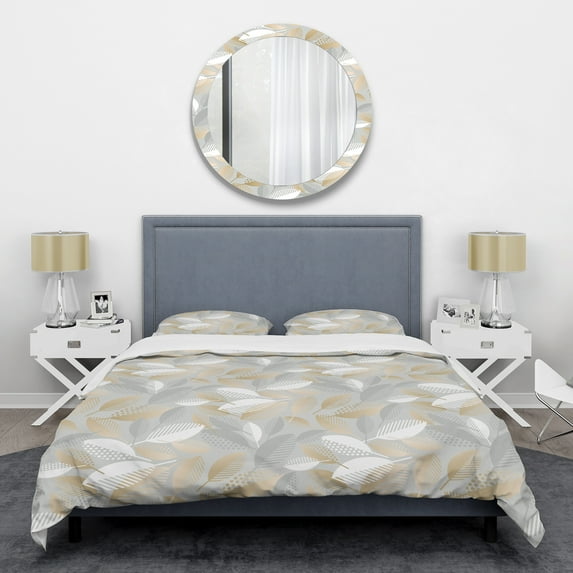 Designart 'Luxury geometric fall leaves pattern' Mid-Century Modern Duvet Cover Set