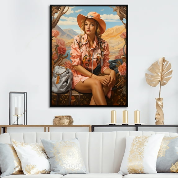 Designart "Lv Stylish Wanderlust V" Fashion Floater Framed Wall Decor