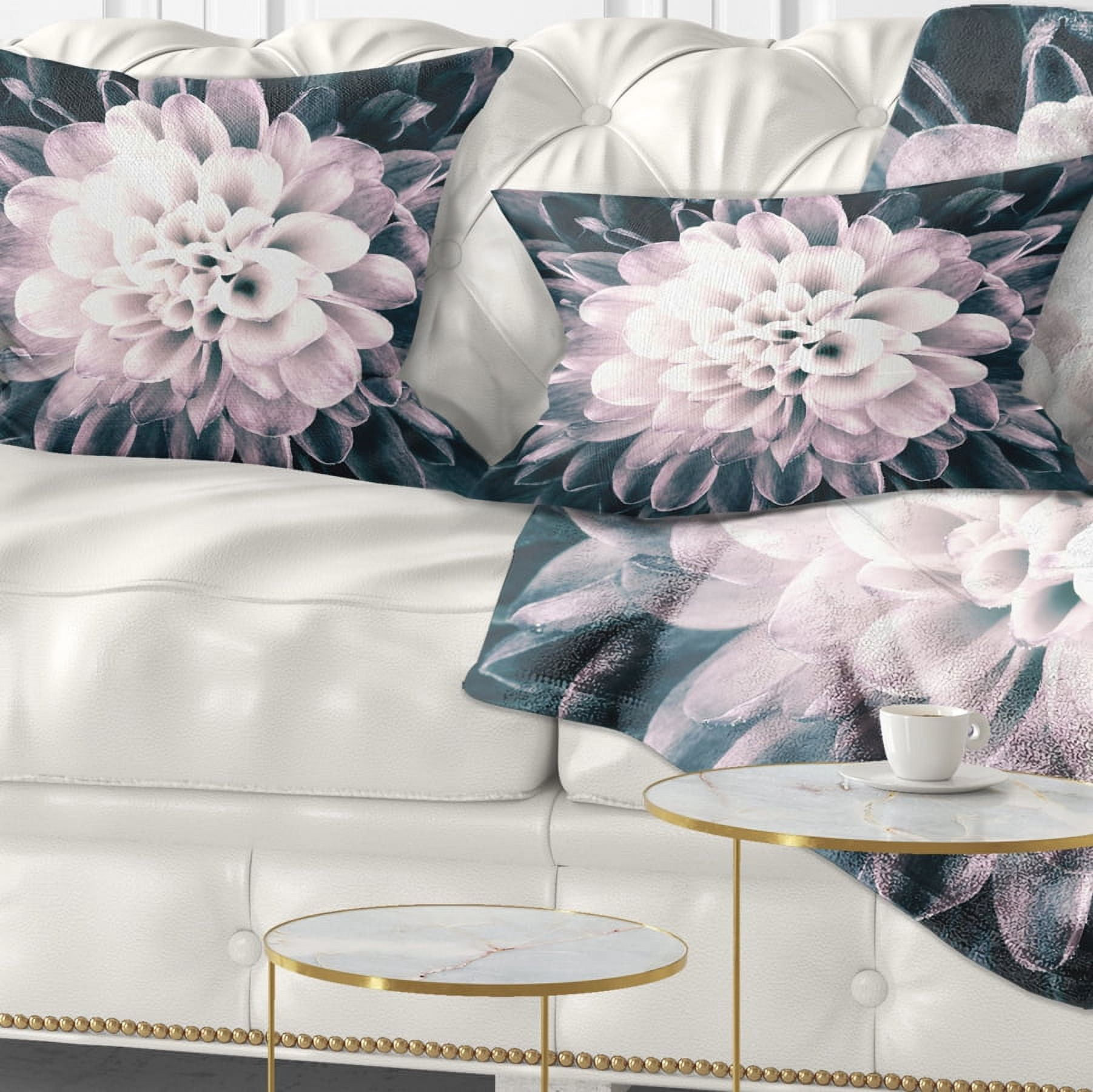 Designart Macro Chrysanthemum Flower - Flowers Throw Pillowwork - 12x20