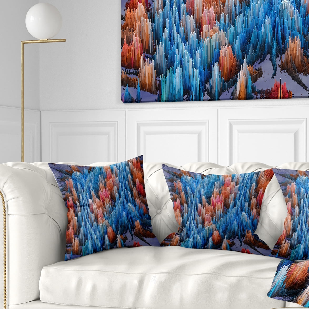 Designart Macro Render Structure Blue Red - Contemporary Throw Pillow - 16x16