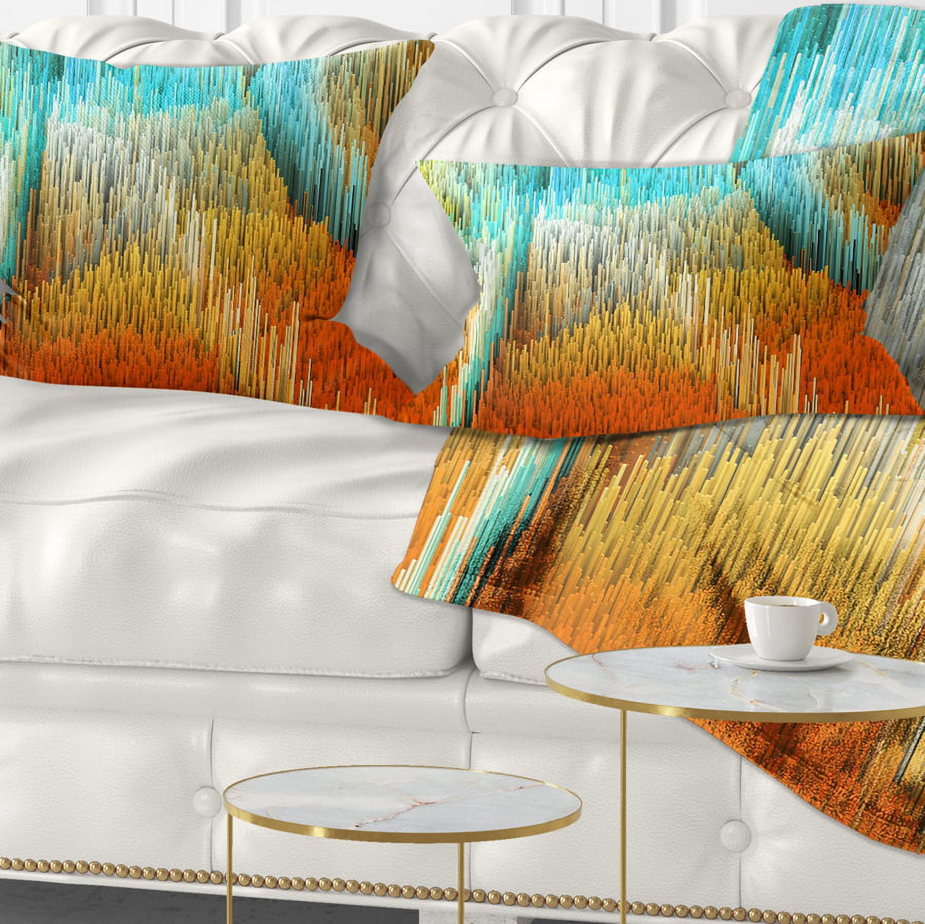 Designart Macro Render Structure Yellow Orange - Contemporary Throw Pillow - 12x20