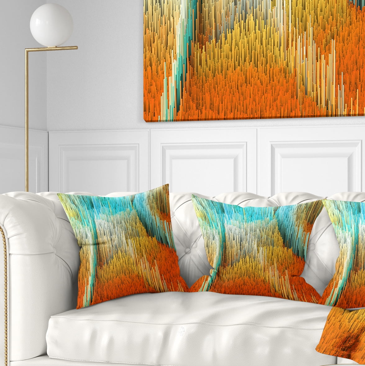 Designart Macro Render Structure Yellow Orange - Contemporary Throw Pillow - 16x16