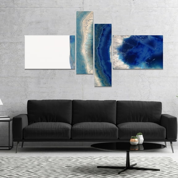 Designart 'Macro of Blue Agate Stone ' Abstract Canvas Wall Art Print