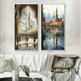 thumbnail image 1 of Designart "Madinah Medina Islam painting" Islam Framed Wall Art Set Of 2 - Beige Spiritual Framed Canvas Set For Living Room Decor, 1 of 7