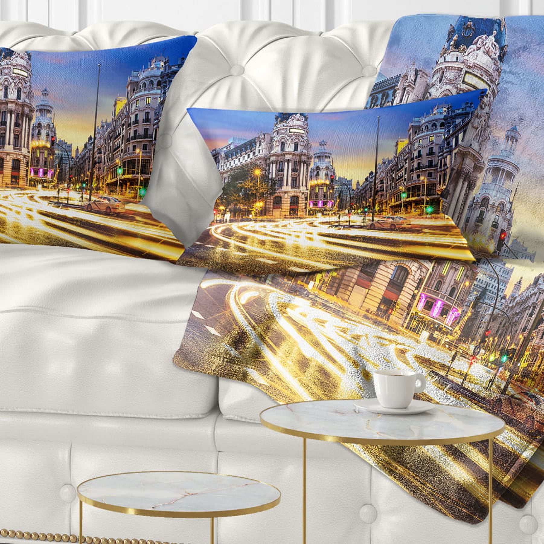 Designart Madrid City Center - Cityscape Photography Throw Pillow - 12x20