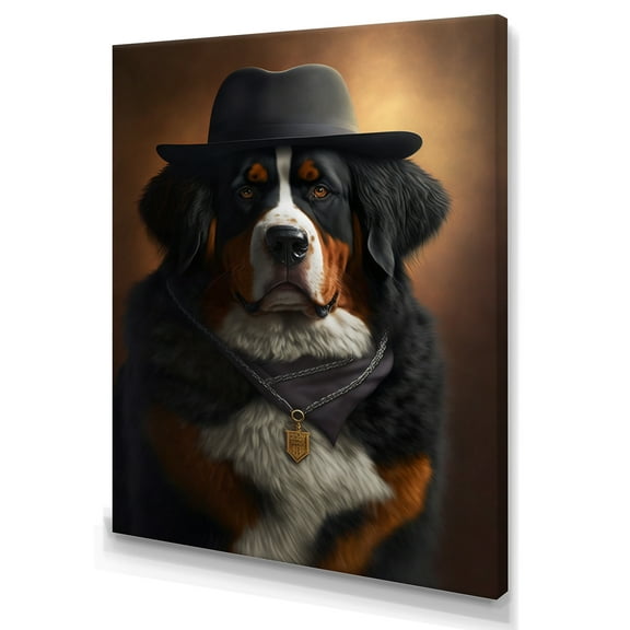Designart Mafia Bernese Mountain Dog Canvas Wall Art