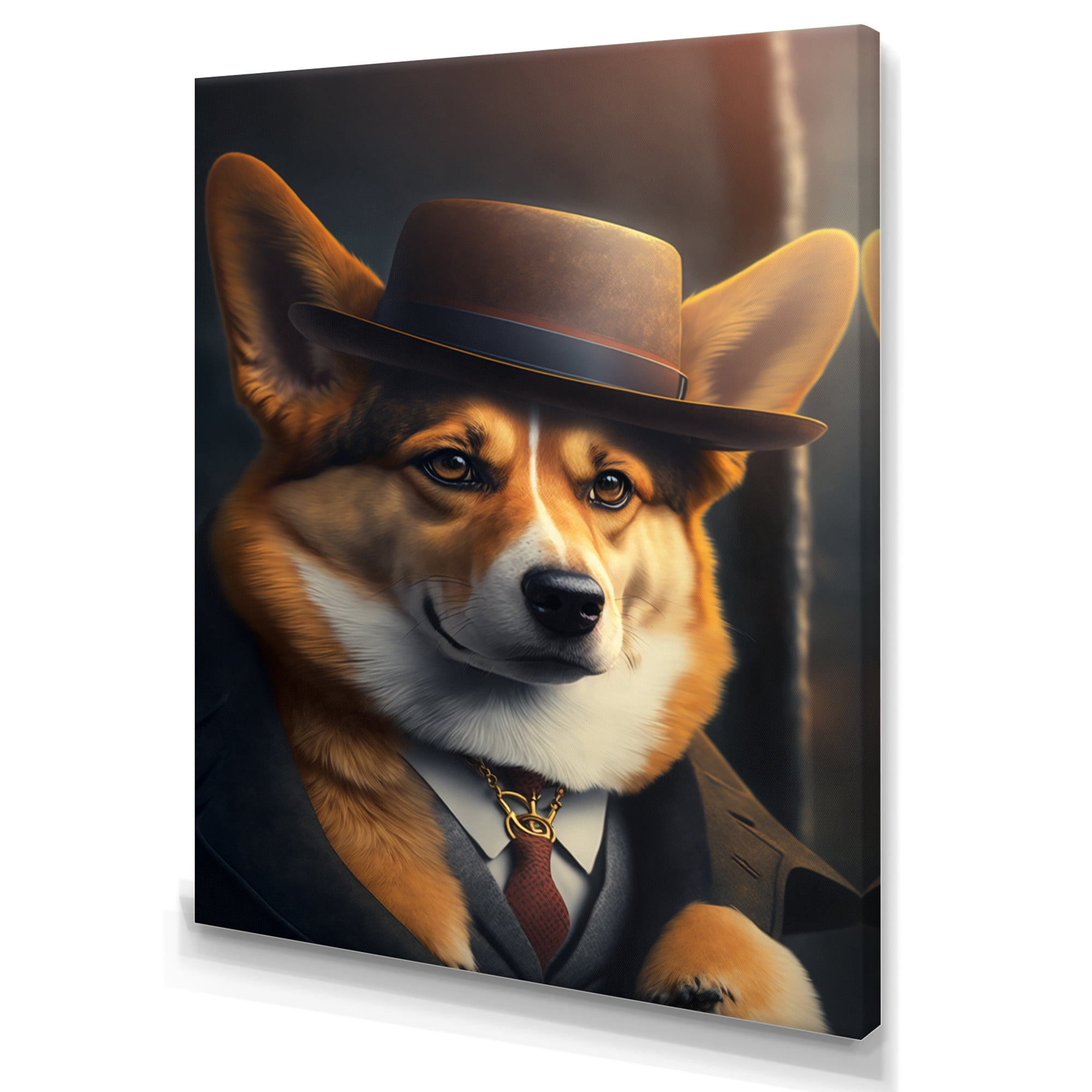 Designart Mafia Corgi Canvas Wall Art