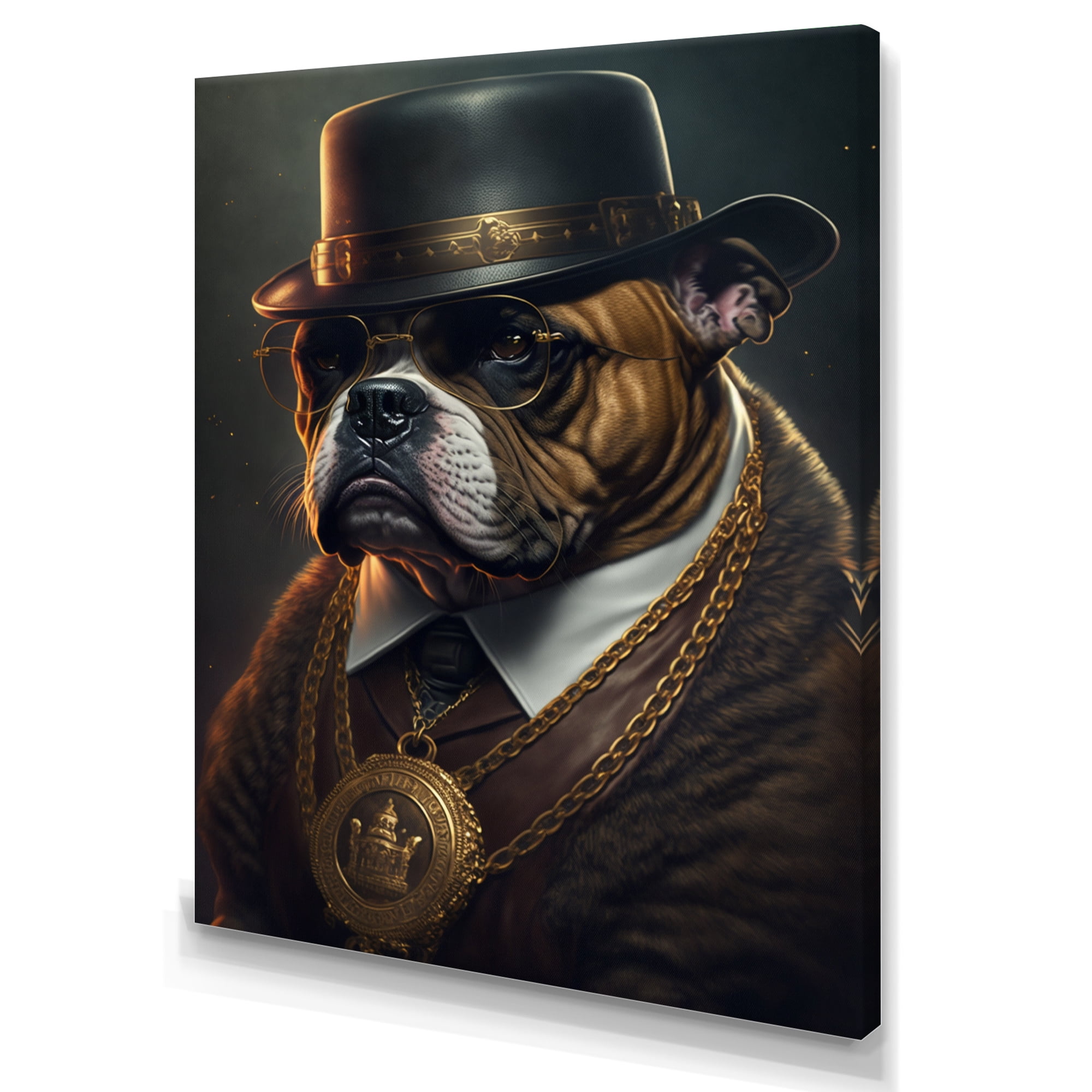 Designart Mafia English Bulldog I Canvas Wall Art