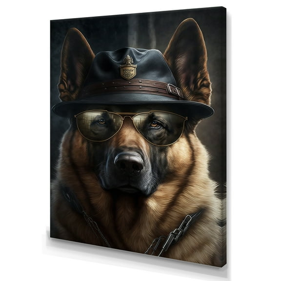 Designart Mafia German Shepard Canvas Wall Art