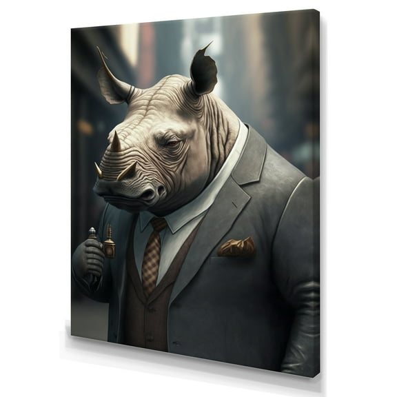 Designart Mafia Rhino Canvas Wall Art