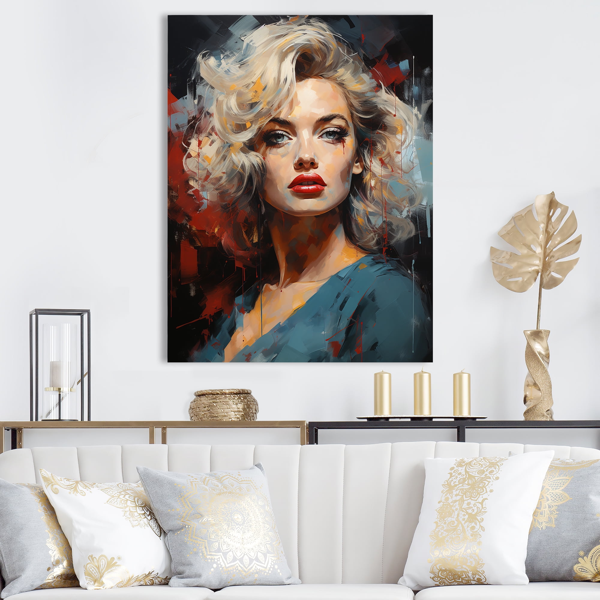 Magenta and Blue Pop Art Portrait Canvas Wall Art