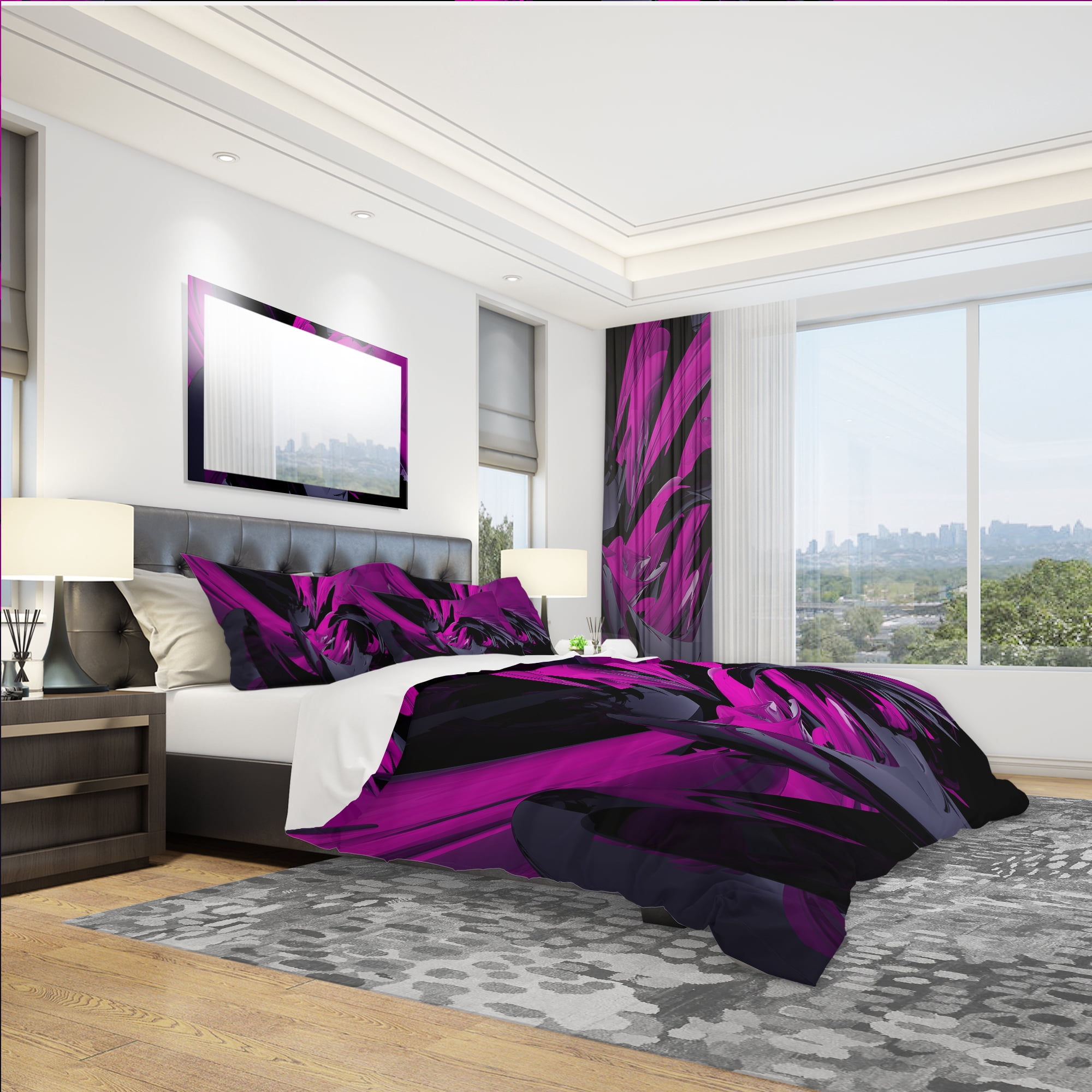 Designart 'Magenta and Grey Mixer' Modern & Contemporary Duvet Cover Set