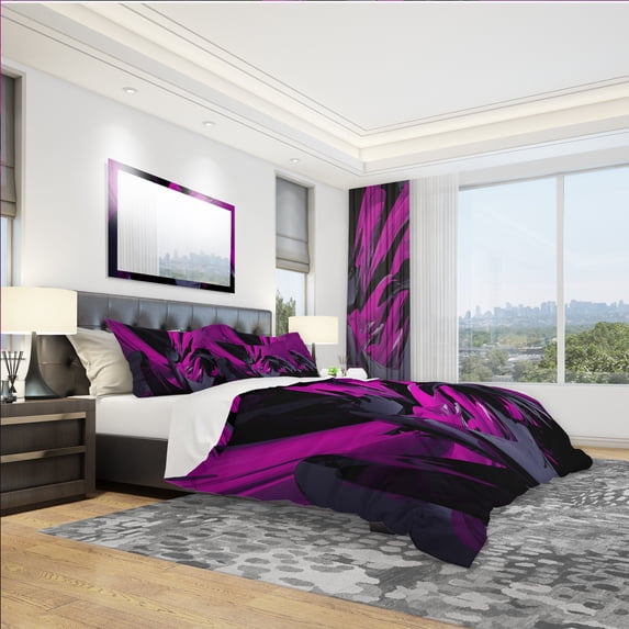 Designart 'Magenta and Grey Mixer' Modern & Contemporary Duvet Cover Set