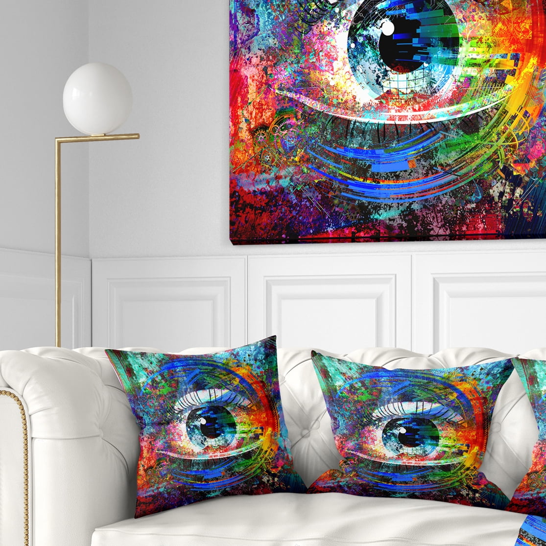 Designart Magic Eye over Abstract Design - Abstract Throw Pillow - 16x16