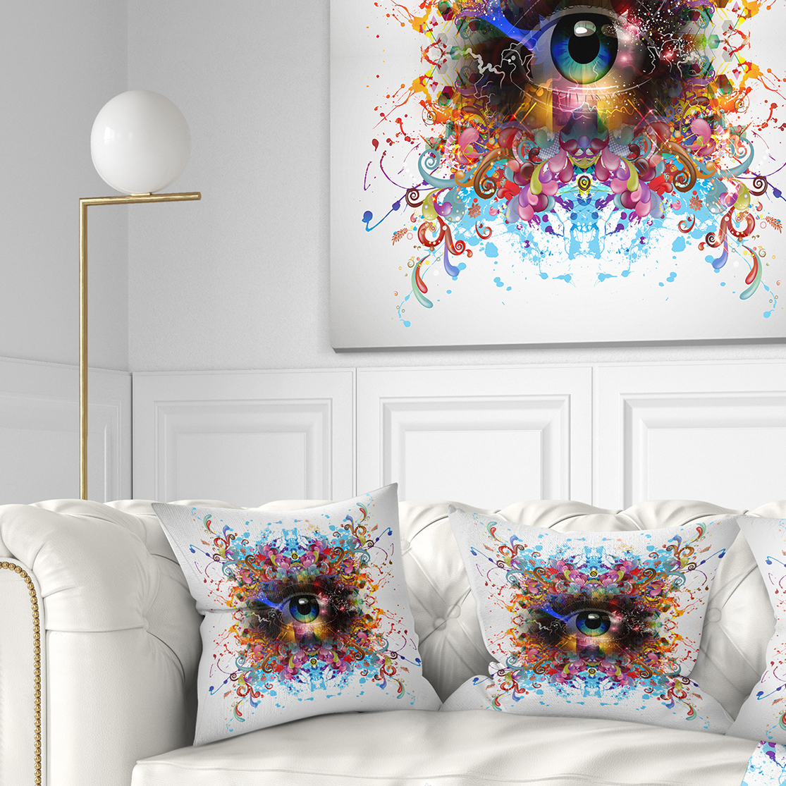 Designart Magic Eye with Flowers - Animal Throw Pillow - 16x16