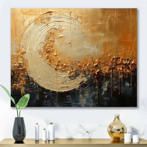 Designart "Magic Moon'S Gold Glimmer I" Moon Wall Decor