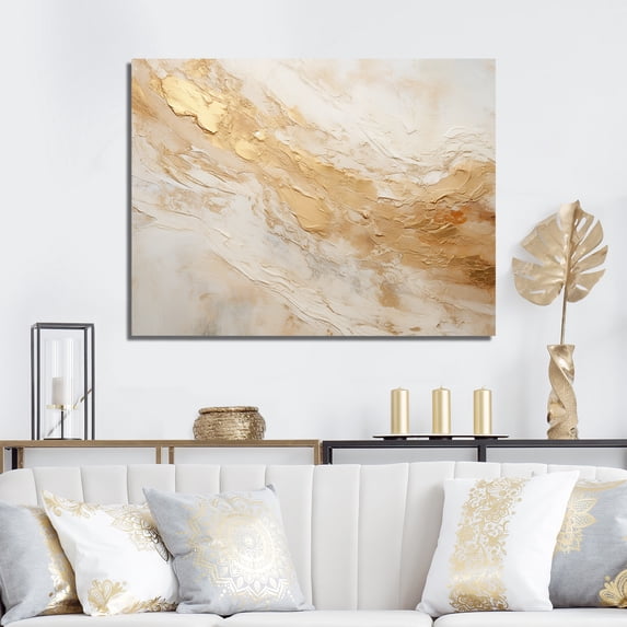 Designart "Magic Of Gold And White Marble Geode" Abstract Marble Wall Decor