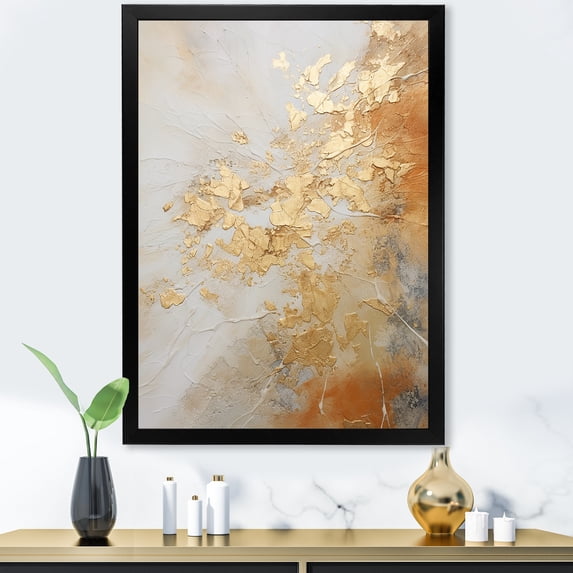 Designart "Magic Of Gold And White Marble Geode II" Abstract Marble Picture Framed Wall Art Prints