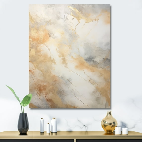 Designart "Magic Of Gold And White Marble Geode V" Abstract Marble Canvas Prints