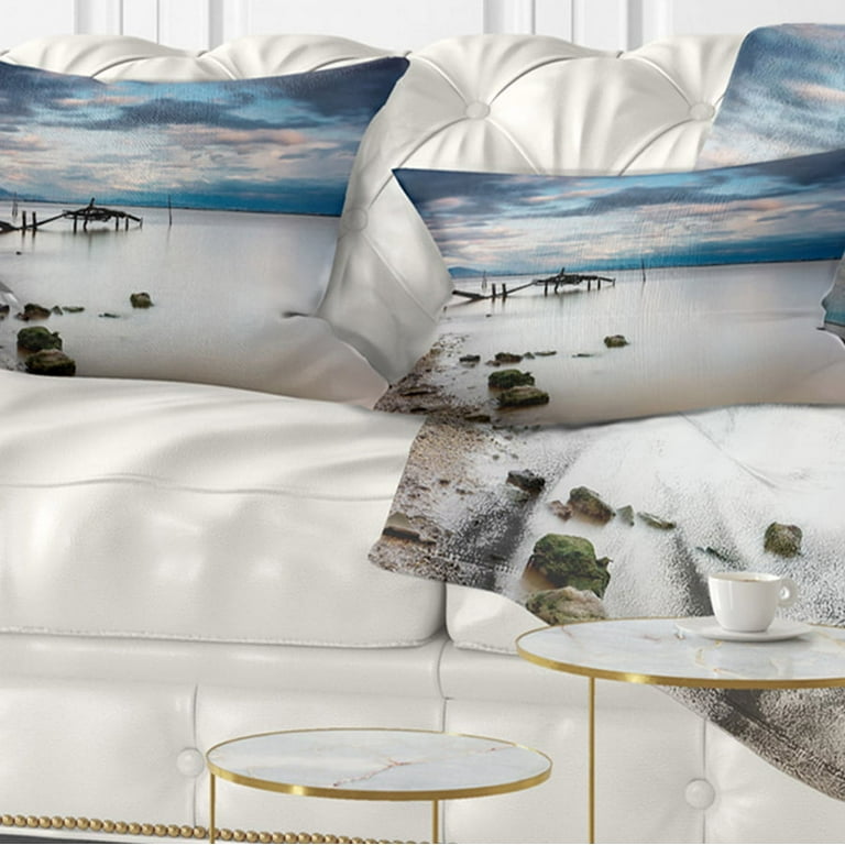 Designart Magic Sunrise with Old Wooden Pier Pier Seascape Throw