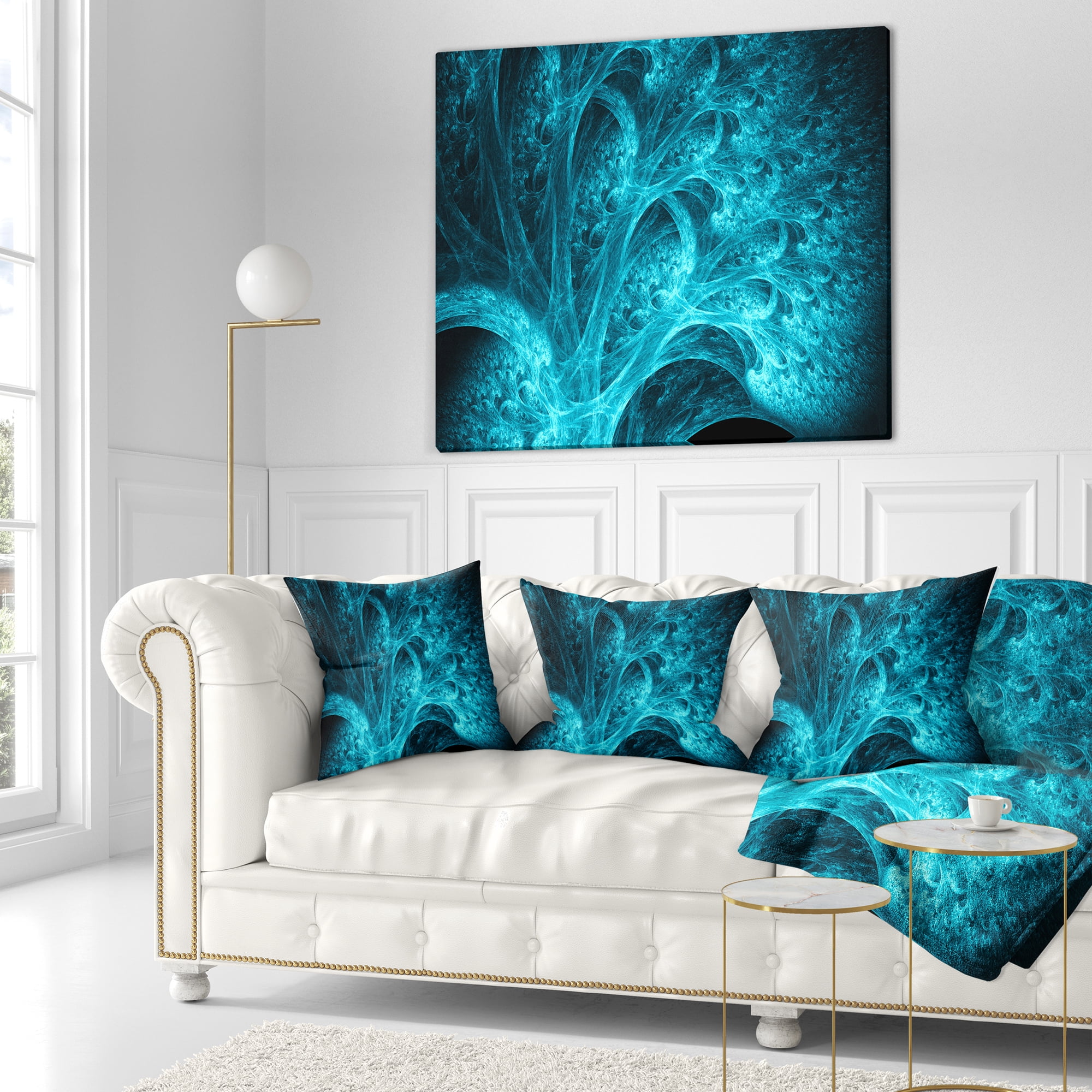 Designart Magical Blue Psychedelic Forest - Abstract Throw Pillow - 16x16
