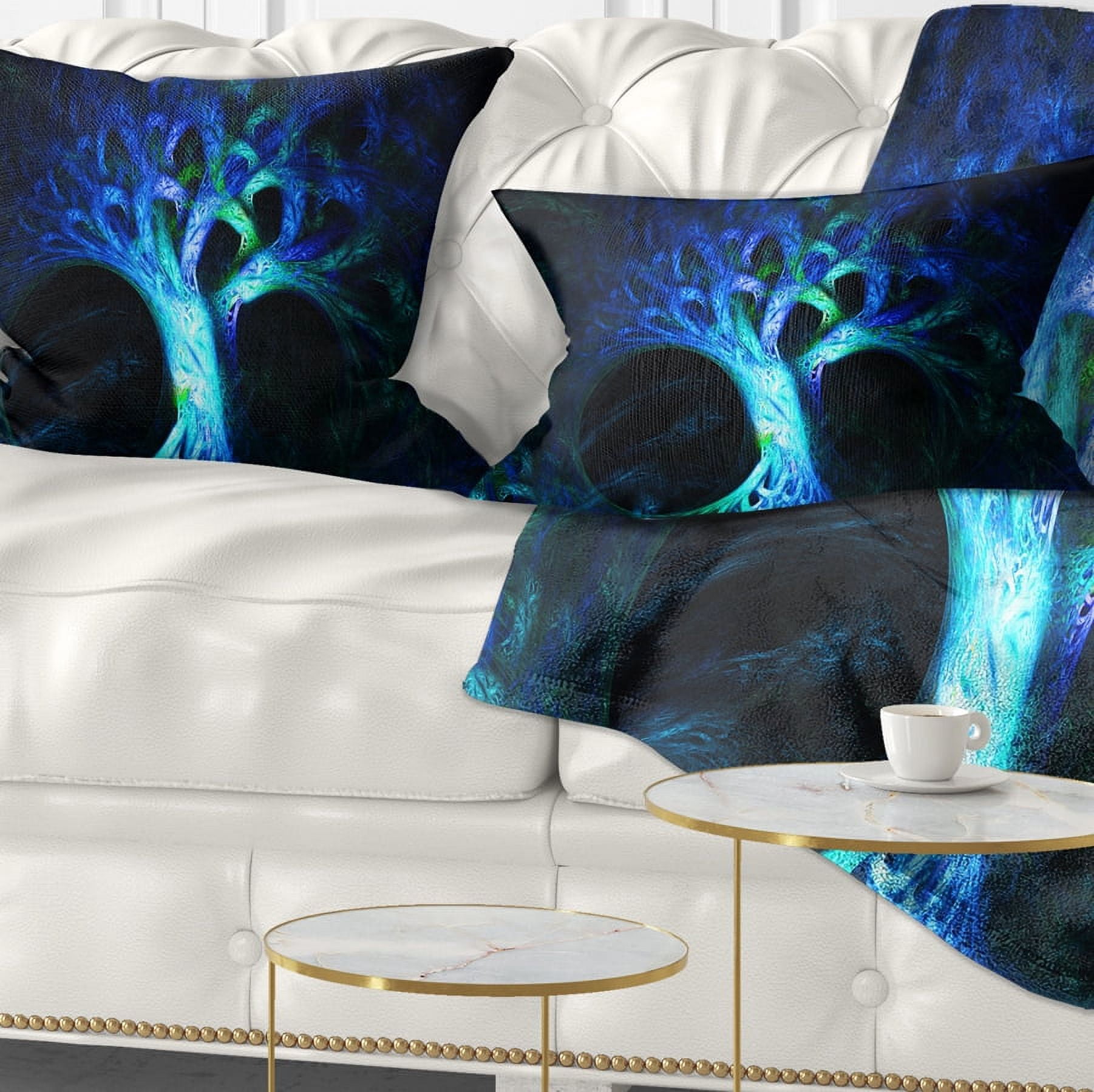 Designart Magical Blue Psychedelic Tree - Abstract Throw Pillow - 12x20