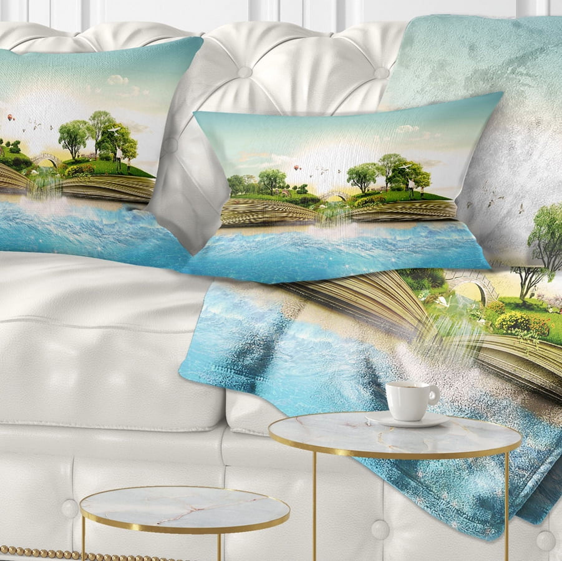 Designart Magical Book about Nature - Contemporary Throw Pillow - 12x20