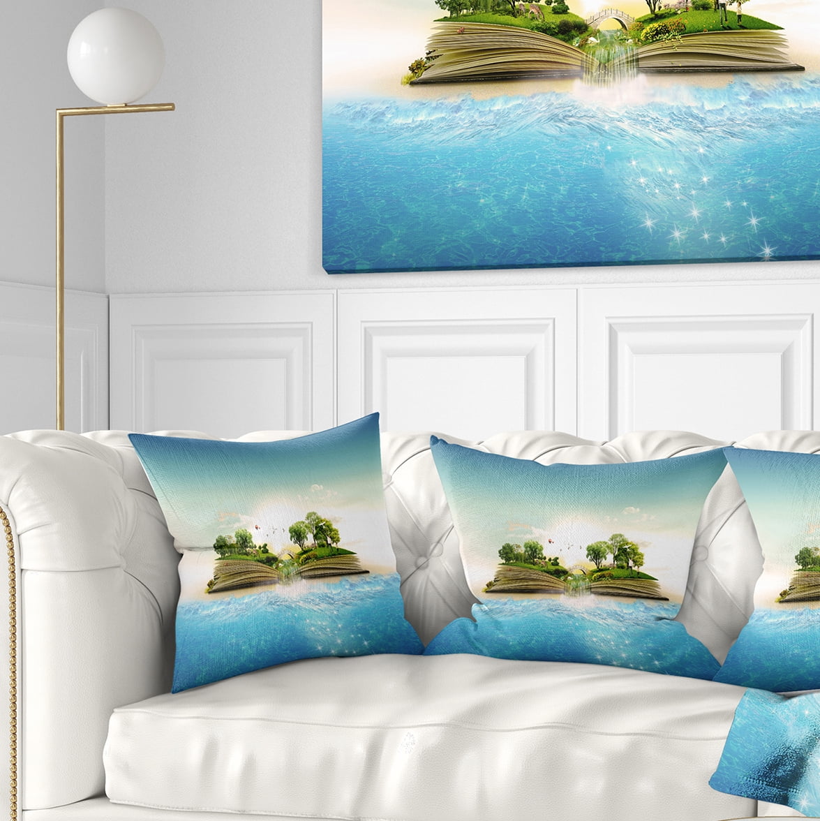 Designart Magical Book about Nature - Contemporary Throw Pillow - 18x18