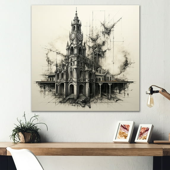 Designart "Magical Castle Tower Illustration II" Towers Wall Art Living Room