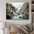 thumbnail image 1 of Designart "Magical Cliff Waterfall Scenery III" Waterfall Floater Framed Canvas Prints, 1 of 5
