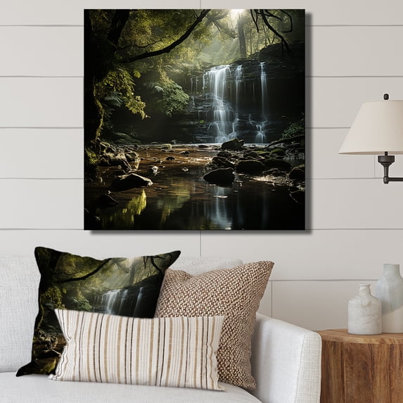 Designart "Magical Cliff Waterfall Scenery IV" Waterfall Wall Decor