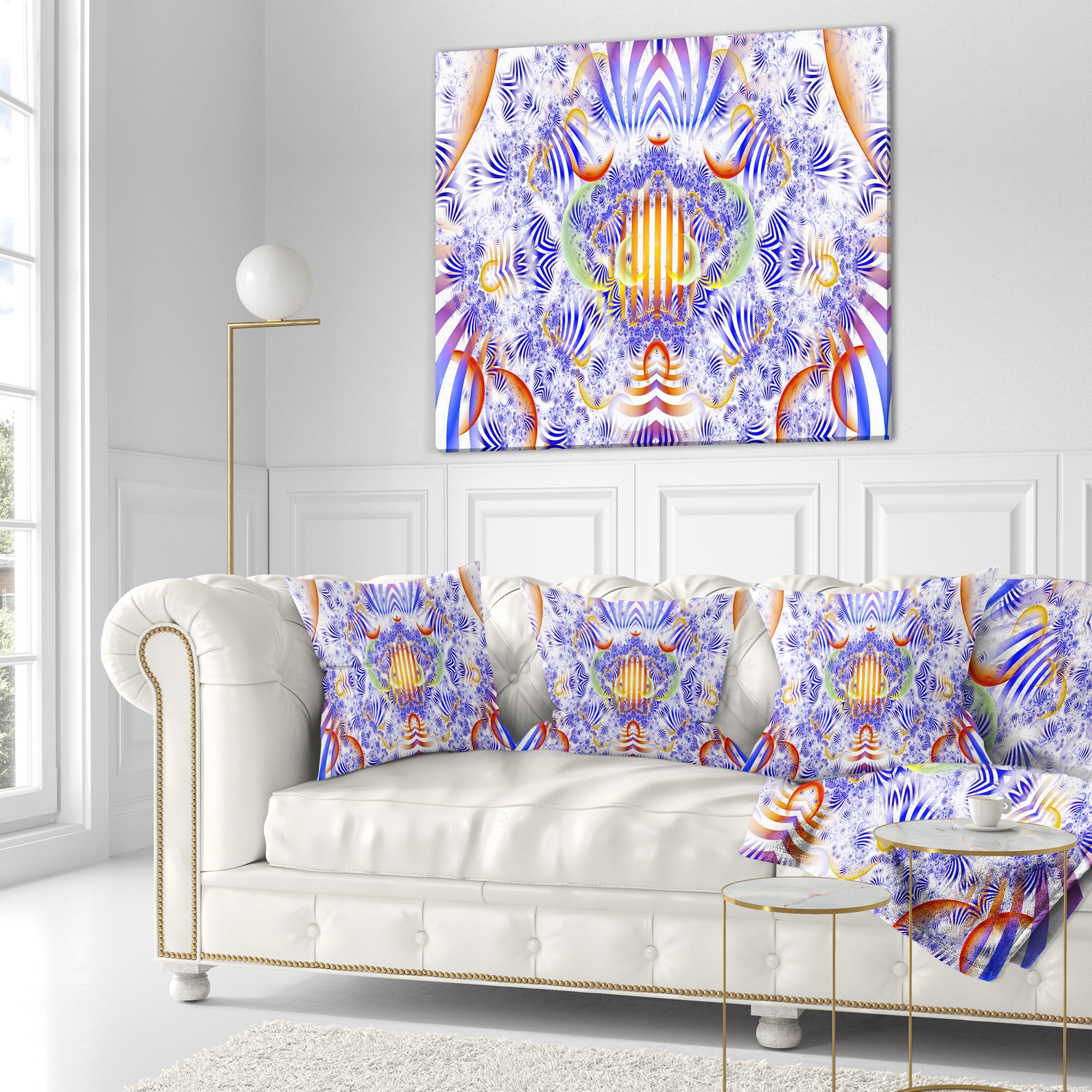 Designart Magical Fairy Pattern Blue - Abstract Throw Pillow - 18x18