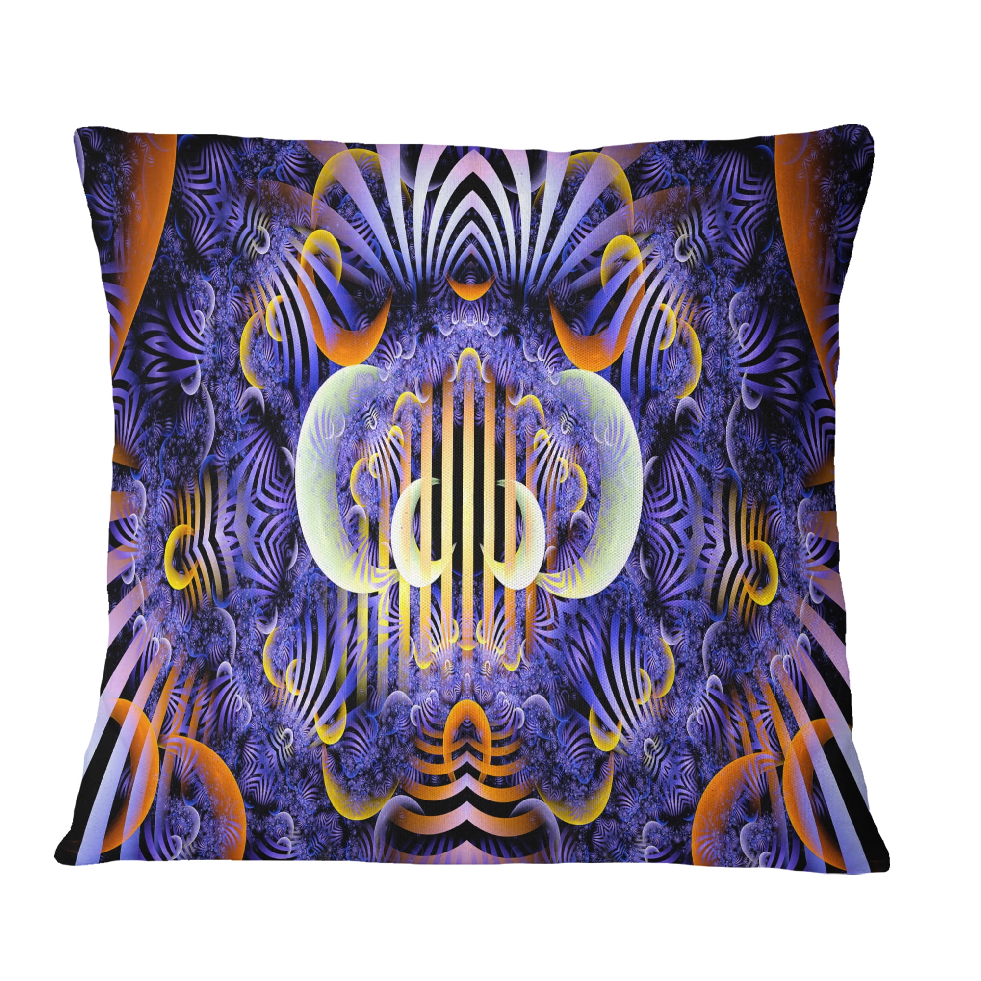 Designart Magical Fairy Pattern Illustration - Floral Throw Pillow - 18x18