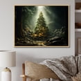 thumbnail image 1 of Designart "Magical Green Christmas Tree" Landscapes Framed Wall Art - Traditional Green Winter Landscape Entryway Framed Wall Art Print, 1 of 6