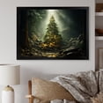 thumbnail image 1 of Designart "Magical Green Christmas Tree" Landscapes Framed Wall Art Decor - Traditional Green Winter Landscape Entryway Framed Wall Art, 1 of 6