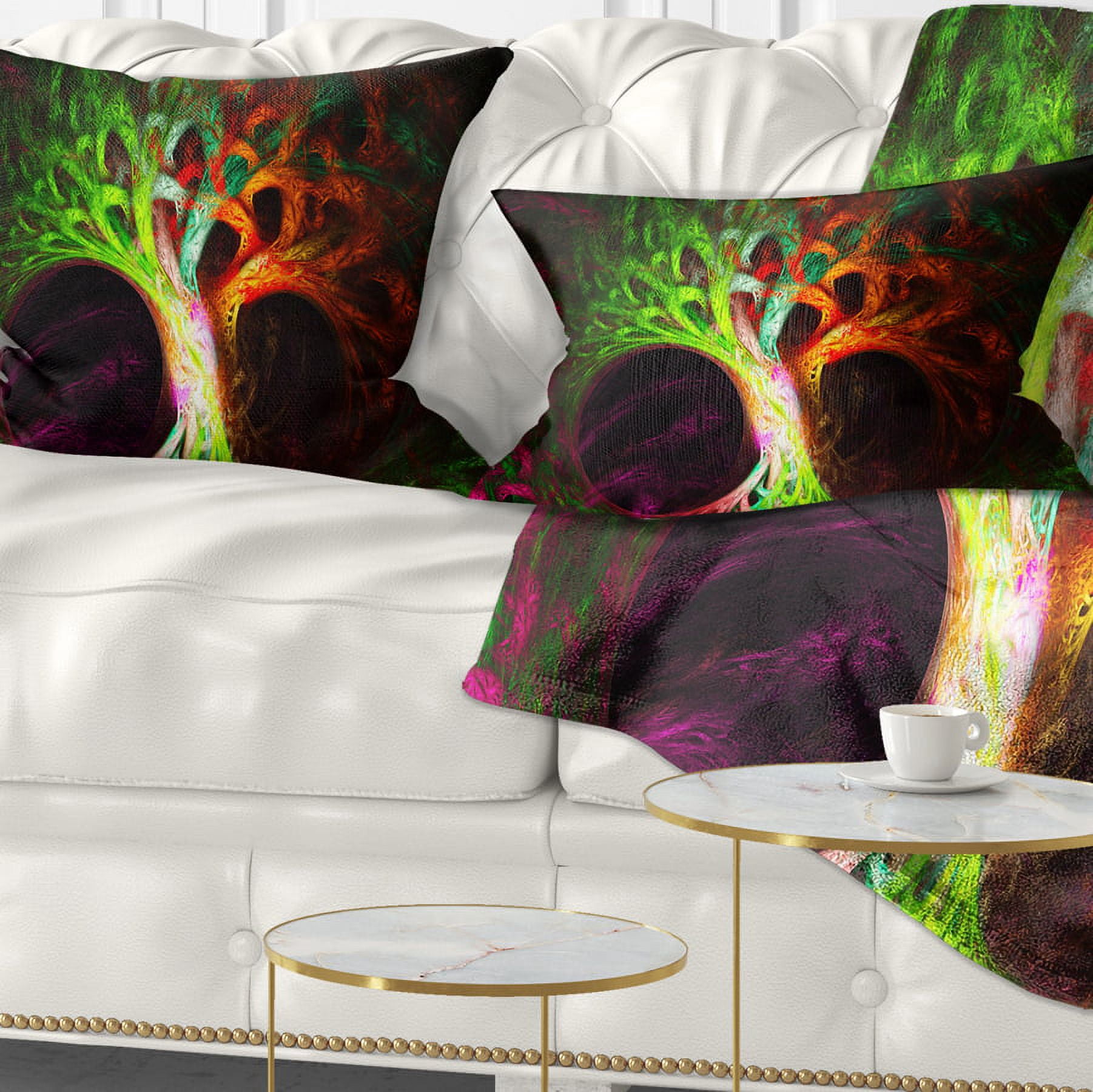 Designart Magical Green Psychedelic Tree - Abstract Throw Pillow - 12x20